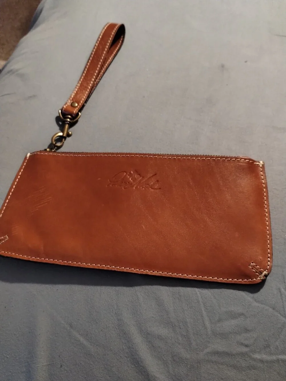 Patricia Nash St. Croce Leather Wristlet Wallet Cognac Tan Sz 4.5 By 10